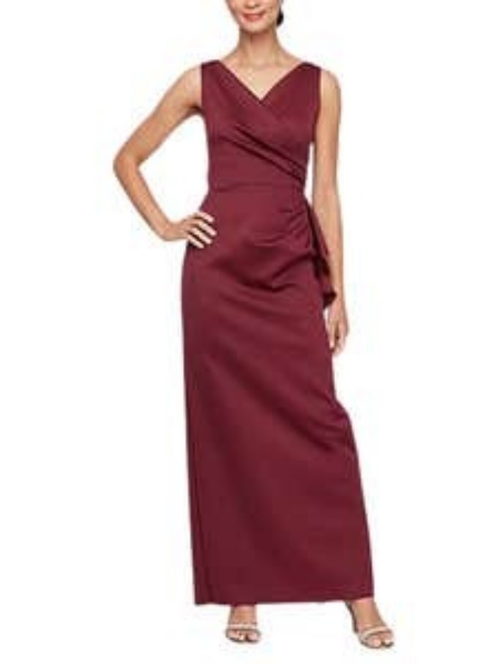 Atelier Danielle Scuba V-Neck Evening Gown